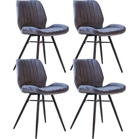 Set of 4 Dining room chairs Beau Anthracite Samt Stoff – ohne (1/5)