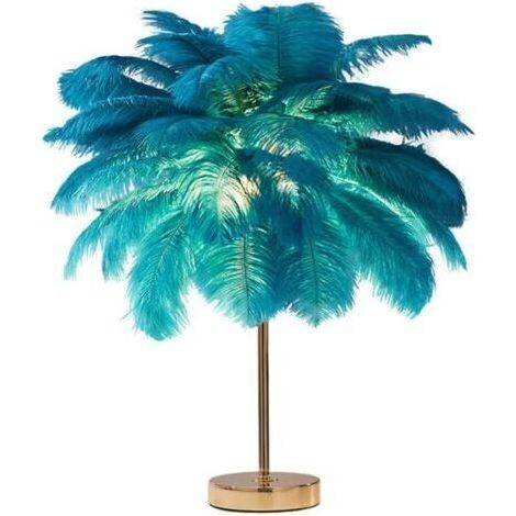 Tonysa – Lampe de table en plumes d'autruche 55 cm – 3 couleurs de lumière – Tactile – Rechargeable USB – Élégante pour salon et chambre