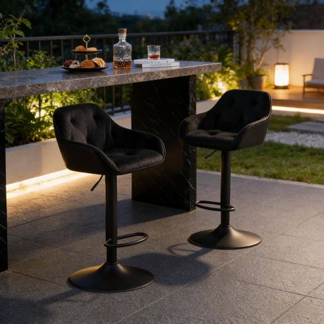 Sgabello bar girevole regolabile velluto nero OKMYHOME (1/5)