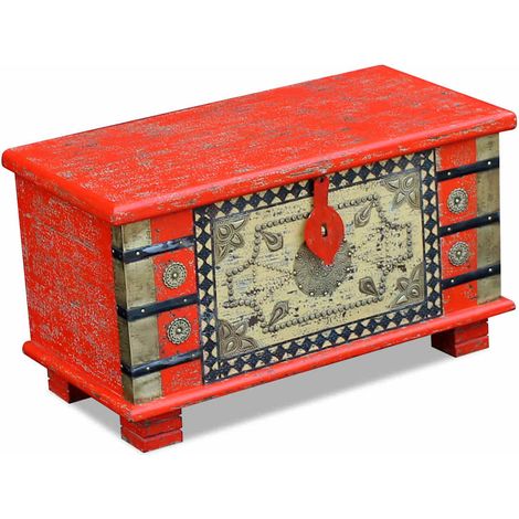 Maison Exclusive - Coffre de rangement Bois de manguier rouge 80 x 40 x 45 cm (1/5)