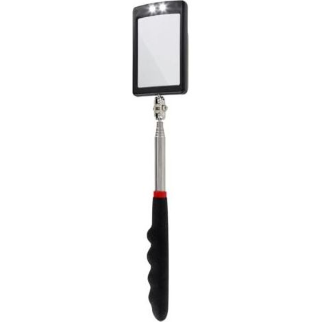 PAIR Miroir télescopique à LED ultra fin - Batterie incluse - Très clair - Extensible jusqu'à 88 cm - Double rotule - Poignée antidérapante (1/4)