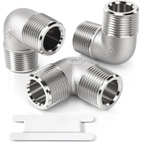 3 Pcs 90 degree 1/4 "femelle à 1/4" mâle BSP en acier inoxydable 304 raccord coudé pour la conversion de connexion tuyau - 3/8"M X (1/5)