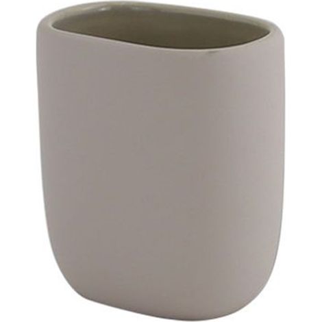 TRADE SHOP - Bicchiere Porta Spazzolini Dentifricio Piatto Tortora Arredo Bagno Accessorio 87814 -