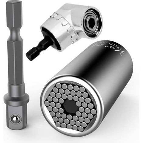 HONORNIC - Clé à douille Clé universelle Clé à douille universelle Outils à main multifonctions 7-19mm avec un tournevis à 105 °