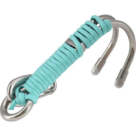 Tauchhaken aus Edelstahl 316, Doppelköpfiger Doppelflusshaken, Sicherheitsseil, seewasserbeständig, Doppelflusshaken für Boote und Yachten - Himmelblaues, leuchtendes Neunkern-Paracord - (1/4)