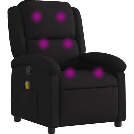 Fauteuil de relaxation massant inclinable tissu noir avec fonction vibration (1/5)