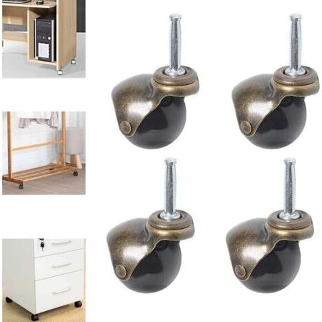 Lot de 4 roulettes pivotantes 360 degrs avec plaque suprieure, roulettes billes de 2 pouces avec tige de prhension (1/5)