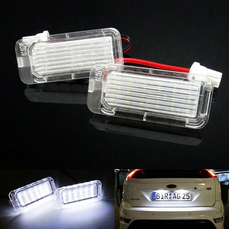 Lot de 2 éclairages de plaque d'immatriculation LED Canbus pour EcoSport Fiesta Focus Galaxy C-Max Kuga Mondeo Transit Tourneo XF XJ Blanc (1/5)