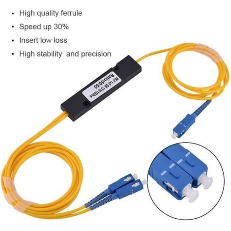 Fdit Répartiteur optique 1 à 2 câble séparateur de fibre optique unimode SC avec connecteur SC-SC (1/4)