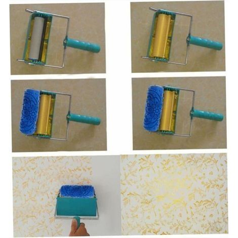 Dekorative Muster Farbroller Blaue Blume Textur Roller Blume Roller DIY Farbroller Wand Dekoration (1/3)