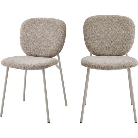 Lot de 2 chaises en tissu pieds beiges - Marron chiné - Dalby (1/5)