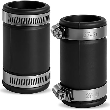 2 Pièces Manchons Flexibles, Ø 40 mm Manchon Caoutchouc Tuyau Diamètre Extérieur 36-43 mm avec Colliers de Serrage Inox pour Tuyau en PVC, Tuyau de Ventilation, Séparateur de Poussière (1/5)