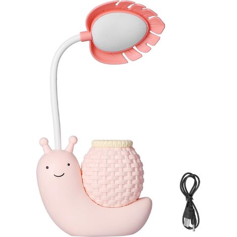 LED-Schreibtischlampe mit Stifthalter, Tiermotiv, multifunktional, USB-aufladbar, niedliche Schwanenhals-Schreibtischlampe für Schüler und Kinder, warmweißes Licht, 0,6–3 W DC 5 V (blau), Schreibtisch