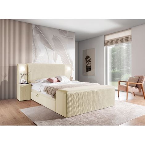Boxspringbett Bett MARTEN 140x220cm Set.2 in Stoff Magic Velvet Creme (1/4)
