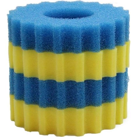 Tampon de média filtrant éponge de remplacement pour filtre de bassin à pression CPF-2500 – 2 éponges jaunes et 2 bleues – Filtration efficace pour poissons koi