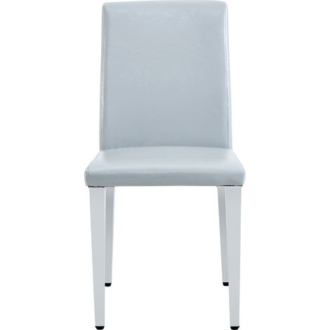 Lot de 2 chaises de salle à manger grises en cuir PU structuré avec pieds métalliques argentés (1/5)