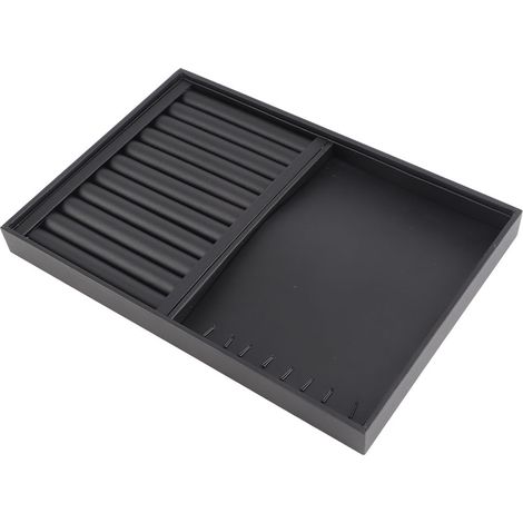 Plateau de présentation pour bijoux, porte-bracelets, bagues, boucles d'oreilles et colliers, étui de rangement (PU noir) (1/5)