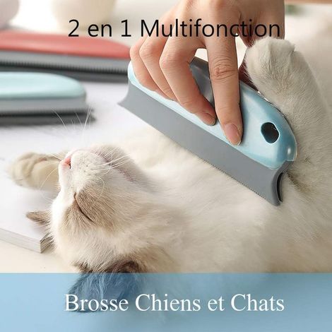 Anti-Poils Brosse,Peigne pour Animaux de Compagnie 2 in 1 - Brosse de Nettoyage réutilisable pour Chien, Chat, Vêtements, Coussin, Canapé, Voiture, Lit(Bleu)-Fei Yu (1/3)
