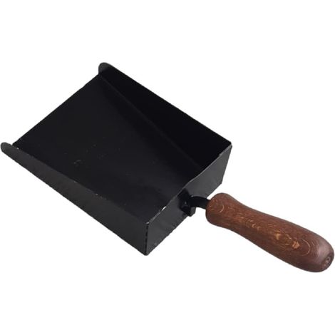 Paletta in Ferro Battuto per Camino e Stufa, Nero, con Manico in Legno, 36x15x2 cm