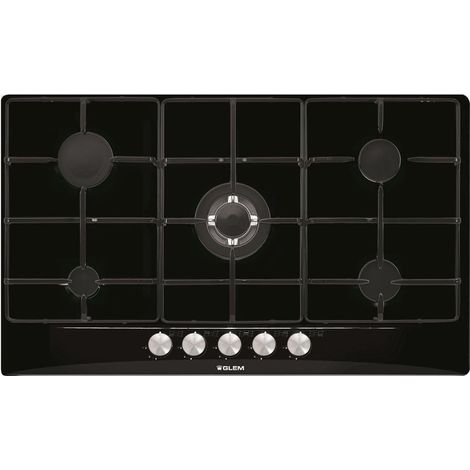 Glem Gas GT955BK Table de cuisson à gaz encastrable 90 cm 5 feux Noir avec triple couronne