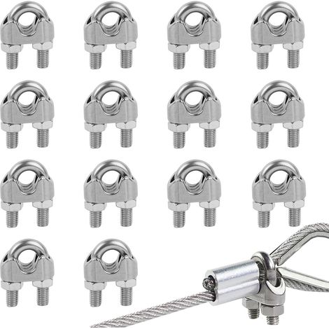 Lot de 14 Serre-câbles étrie en Acier Inoxydable, Serre Cable Acier 6mm Serre Cable Inox 6mm pour Câble Métallique de 6mm Diamètre M6