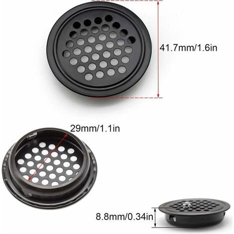 Grille De Ventilation Ronde - Acier Inoxydable - Diamètre Intérieur 35 Mm - Pour Cuisine Salle De Bain Armoire Étagère - Lot De 8 (1/5)