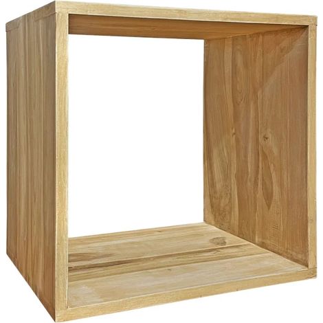 Etagère 1 case rangement carrée 47 cm en bois de teck massif - TETRA (1/5)