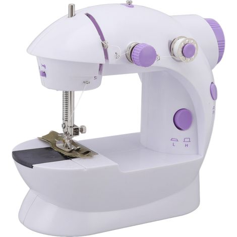 Machine à coudre portative, mini machine à coudre électrique portable et silencieuse avec lumière LED, idéale pour la confection de sacs à main, rideaux, etc., 100-240V, prise européenne. (1/5)