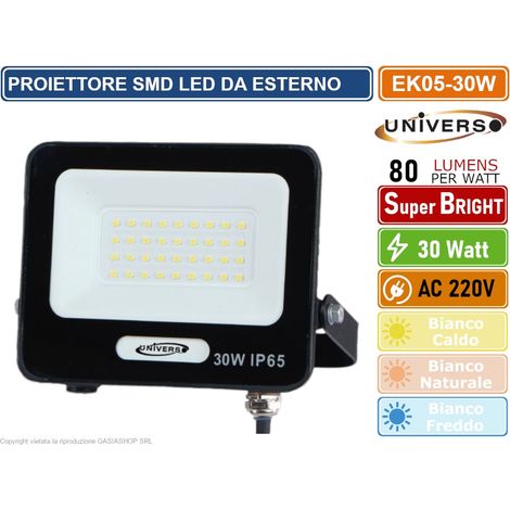 UNIVERSO EK05-30W-N FARO PROIETTORE SMD LED FLOODLIGHT 30W SLIM IP65 COLORE NERO - 3000K 4000K 6500K - Colore Luce:Bianco Naturale (1/3)