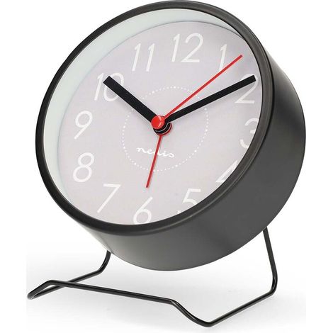 Nedis Analoger Schreibtisch Wecker / Snooze-Funktion / leises Uhrwerk / Schwarz