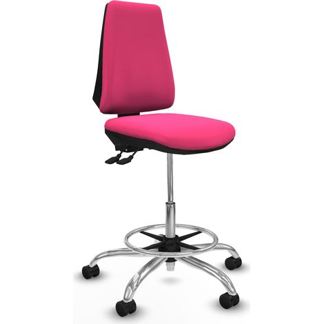Taburete Elche AS similpiel rosa base cromada ruedas 65mm nailon