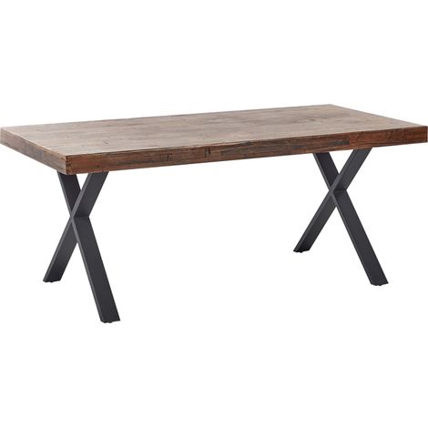 Dining Table CLIFTON Dark Brown 180 cm 90 cm Pine Wood (1/5)