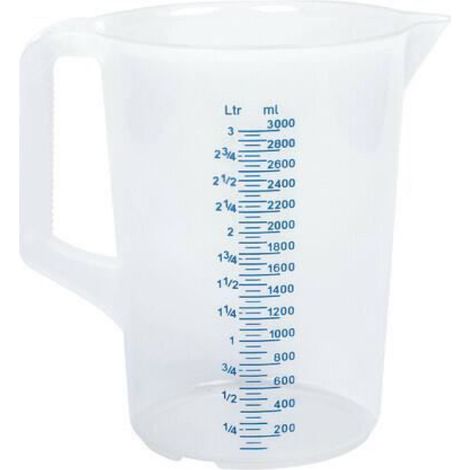 Gobelet Carafe Graduée - 3000 ml - Blanc - Pour Cuisine Et Service