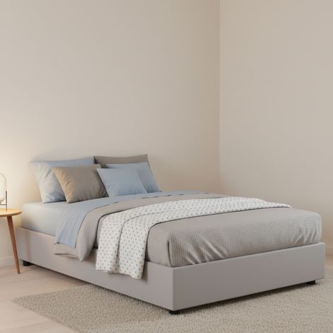 Talamo Italia Cama de plaza y media Greta, Cama contenedor con tapizado en ecopiel, 100% Made in Italy, Apertura lateral, con colchón Cm 120x190 incluido, Blanco, con embalaje reforzado (1/3)