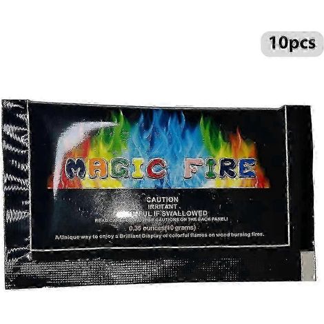 10 sachets de poudre non toxique à changement de couleur pour des flammes éclatantes adaptés aux foyers extérieurs feux de camp et cheminées. (1/4)