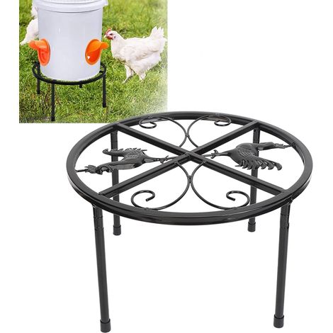 Support pour mangeoire à poules d'extérieur, support pour pot de fleurs monocouche multifonctionnel en fer forgé d'intérieur, support de rangement en fer sur pied, rond. (1/5)