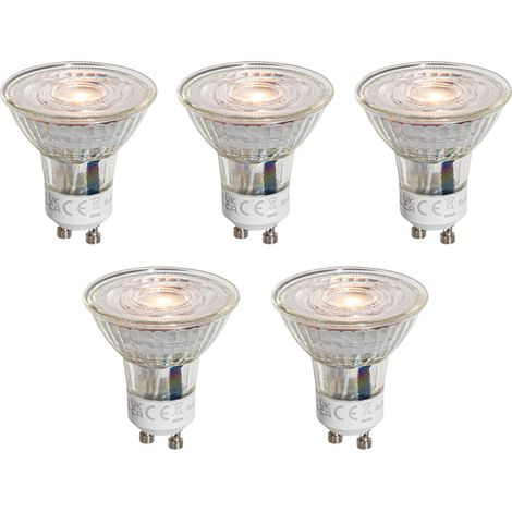 LUEDD Juego de 5 bombillas LED GU10 de 50 mm transparentes 4,5 W 360 lm 2700 K