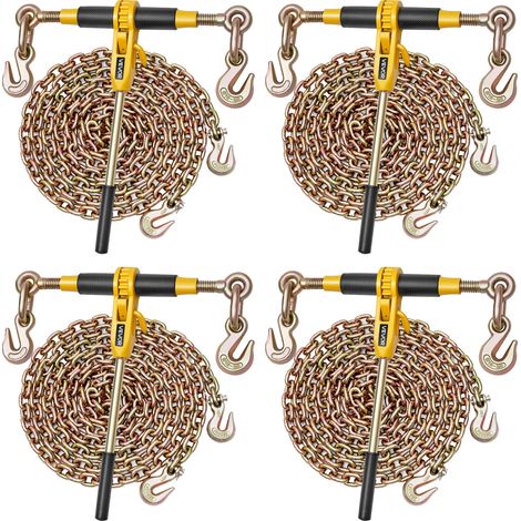 VEVOR Cadena de Amarre Tensor 4 Juegos, Tensor de Trinquete Carga de Trabajo de 3628,7 kg, Carpeta de Carga con Trinquete Mango Antideslizante para Asegurar Cargas, Transporte, Remolques de Camión (1/5)