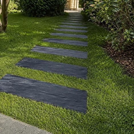 Pas Japonais Rectangle en Ardoise Noire 100x30x2-4 cm - À l'unité - Ti'ma Stone (1/5)