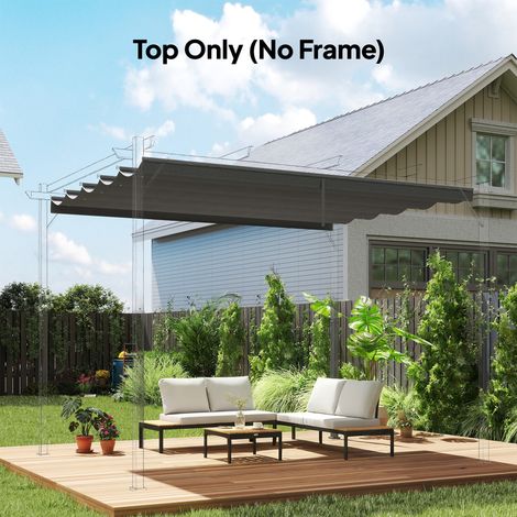 Toile de toit pour pergola tonnelle rétractable de 4 x 3 m - toile uniquement 350 x 260 cm gris clair (1/5)
