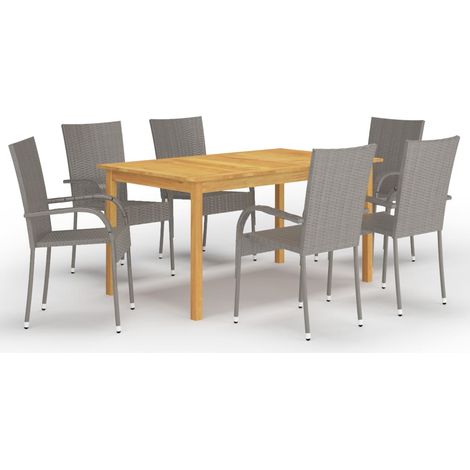 Ensemble à manger de jardin 7 pcs-Salon de jardin Gris 859196 (1/5)