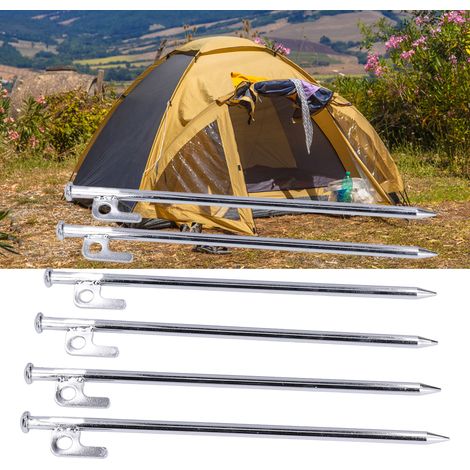 Set mit 6 dicken Stahlheringen für Campingzelte, 30 cm, windbeständig, für Camping und Boden. (1/5)