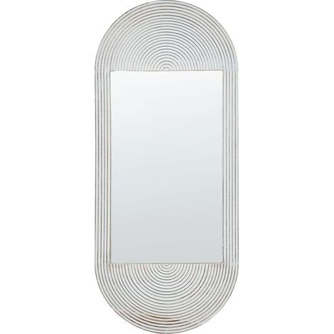 Specchio a parete con cornice in legno Vintage Distressed Whitewash Finish Off-White Briant