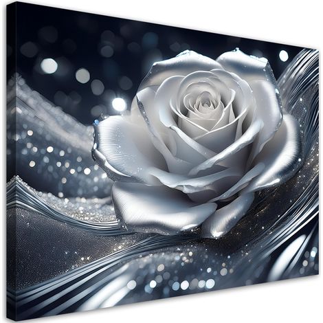 Quadro su tela, Fiore rosa argento - 60x40 (1/5)