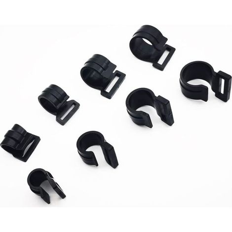 CSPARKV Lot de 20 pinces en plastique pour poteau de tente de 20 mm - Réutilisable - Noir - Clips C pour fixer la bâche de tente (1/5)