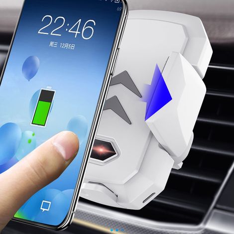 Support voiture chargeur sans fil rapide avec détecteur infrarouge, support téléphone universel (blanc) (1/5)