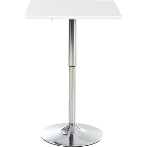 Table de bar carrée réglable en hauteur 60x60x69-92 cm, acier blanc - table bistrot pub (1/5)