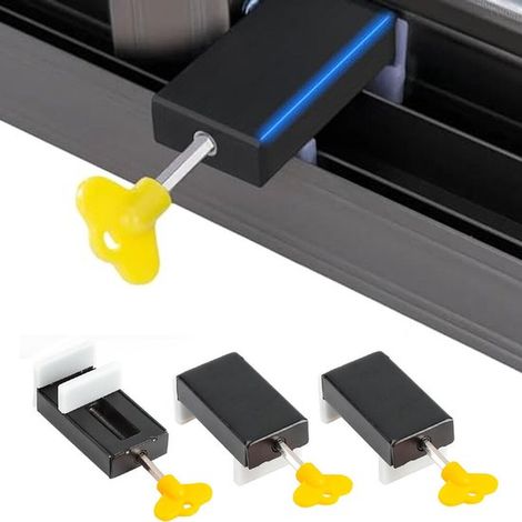 Confezione da 3 serrature di sicurezza regolabili per porte e finestre scorrevoli, complete di chiavi. (1/5)