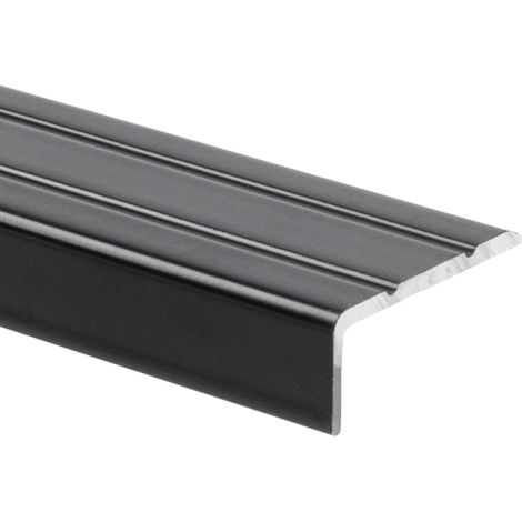 Karat – Seuil de nez de marche en aluminium noir 24,5 x 10 mm – Montage pré-percé ou autocollant – Profilé de finition pour escaliers (1/5)
