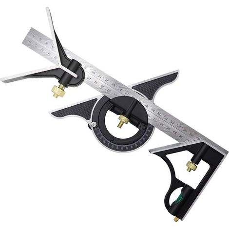 Équerre combinée multifonction de 30,5 cm (12 po) avec équerre à angle droit de 90 degrés pour la menuiserie, le travail du bois, les projets de bricolage, la rénovation domiciliaire et la constructio (1/5)